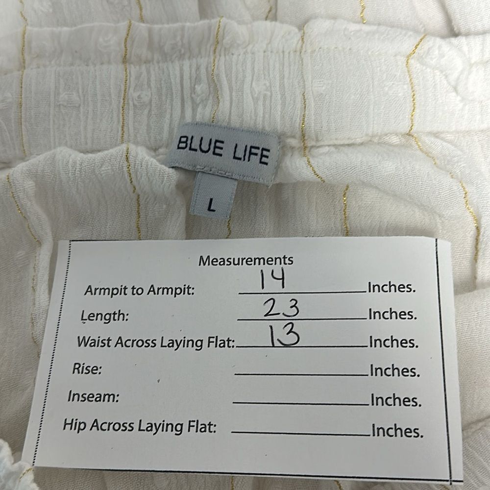 Blue Life A-line MINI Strapless DRESS Cream/Off White Sz L Boho - Picture 8 of 10